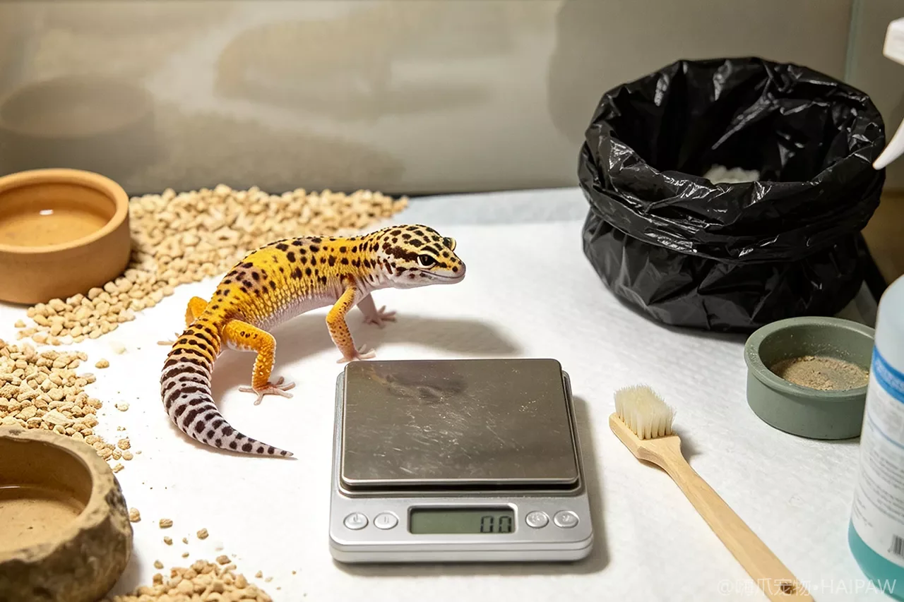 豹纹守宫饲养箱多久洗一次?分层清洁节奏与体重记录方法 豹纹守宫饲养箱多久洗一次?分层清洁节奏与体重记录方法