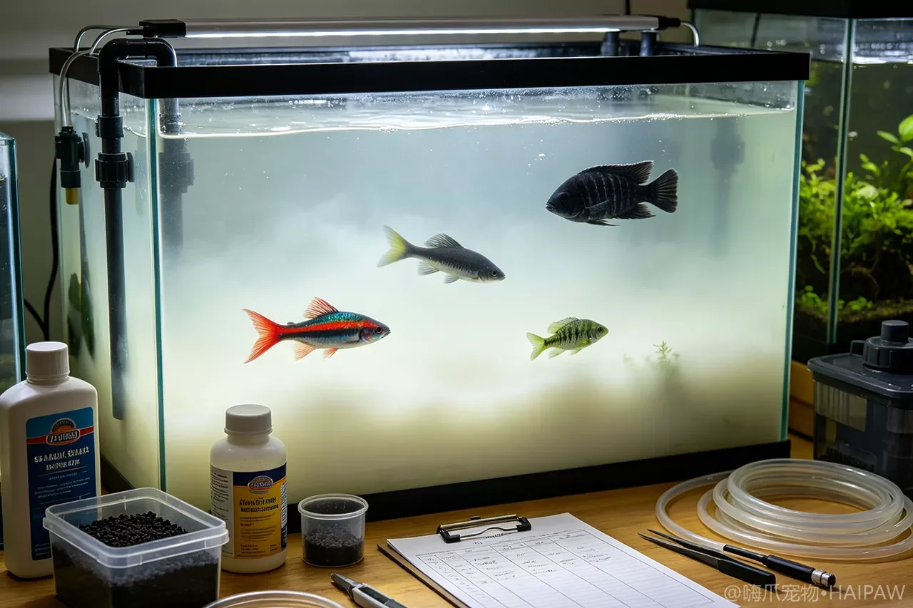 鱼缸水突然变浑发白像牛奶？生物性浑浊的成因判断与系统重建