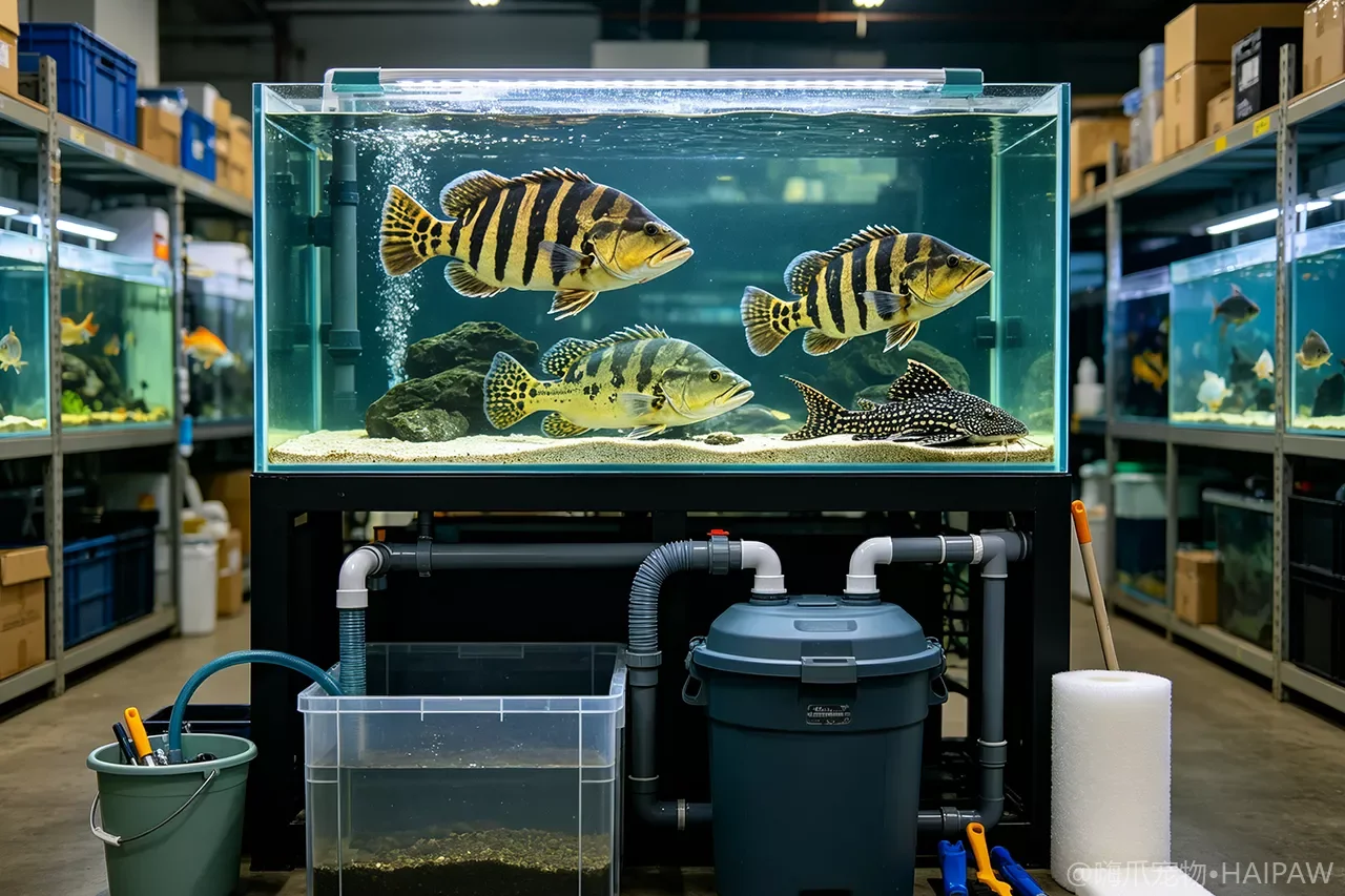 虎鱼缸底滤还是滤桶好？大型肉食鱼的过滤方案选择与维护对比